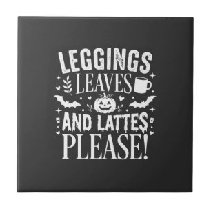 Meias de Halloween Folhas e Lattes Café de Outono
