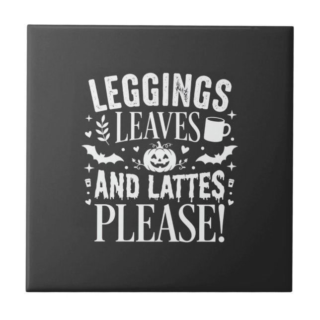 Meias de Halloween Folhas e Lattes Café de Outono  (Frente)