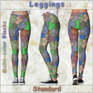 MEIAS DE LEGGING - Blocos Multi-Coloridos - Padrão