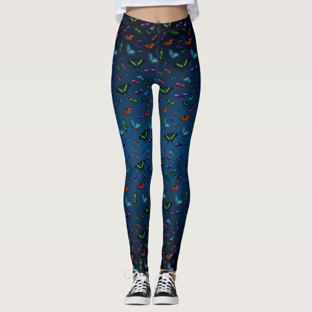 Meias de Leggings Flutterbies (Mistura Azul Escuro (Frente)