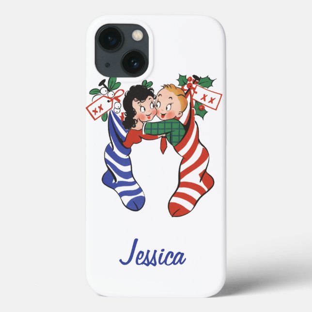 Meias de Natal Antigas com Crianças Fofas (Verso)