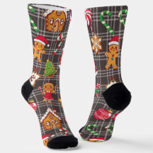 Meias de Natal com Impressão de Biscoitos de Gengi