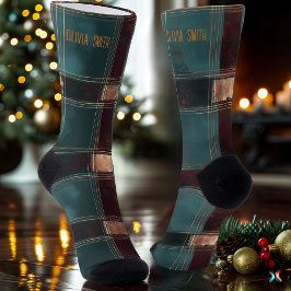 Meias de Natal Elegante e Borgonha -