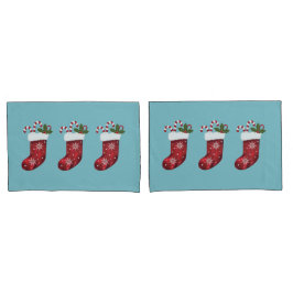 Meias de Natal Festivas Vermelhas em Azul