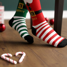 Meias de Natal Vermelhas e Verdes de Elfo Malvado