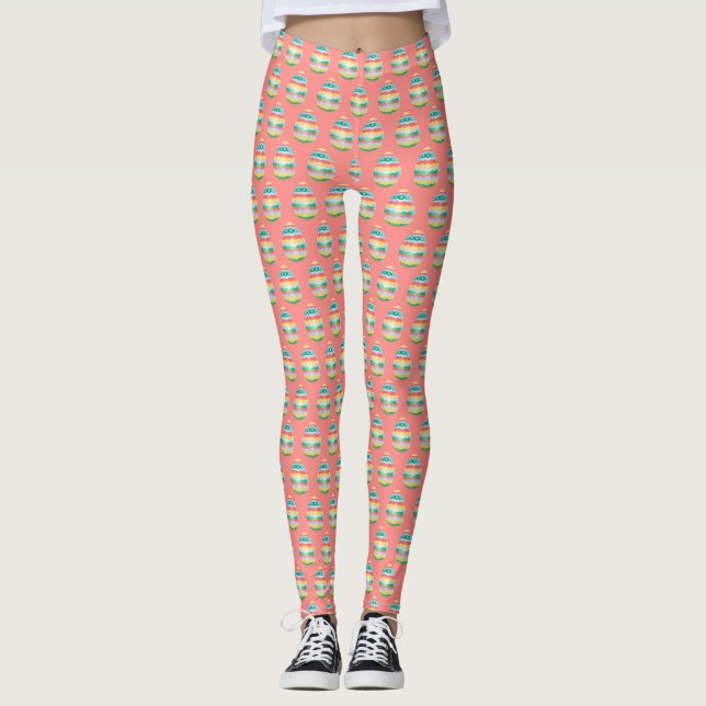 Meias de Páscoa Calças Legging Ovo de Páscoa Perso (Frente)