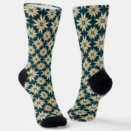 Meias de Pista de Pista de Retro Amarelo Teal