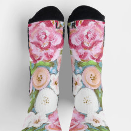 Meias de Sangue de Primavera Floral Rosa