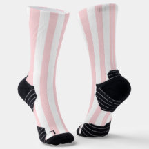 Meias de Tripulação Rosa e Stripe Branca