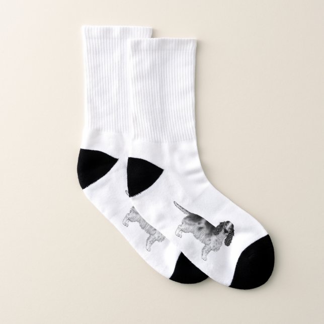 Meias Design Inglês Cocker Spaniel Em Preto E Branco (Par)