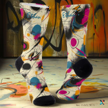 Meias dinâmicas de Abstrato em magenta, teal e lar