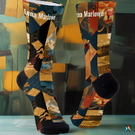 Meias em Tons Terrosos com Estilo de Patchwork Vin