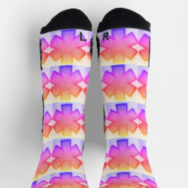 Meias Ems cor-de-rosa amarelo e roxo