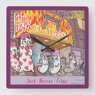 Meias Engraçadas Torram Filme Quadrado Relógio d