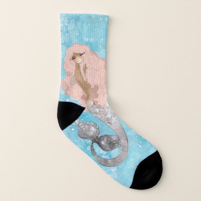 Meias Fantasy Sereia com Cabelo Rosa (Esquerda - Interior)