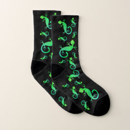 Meias Gecko Lizard Verde a Preto