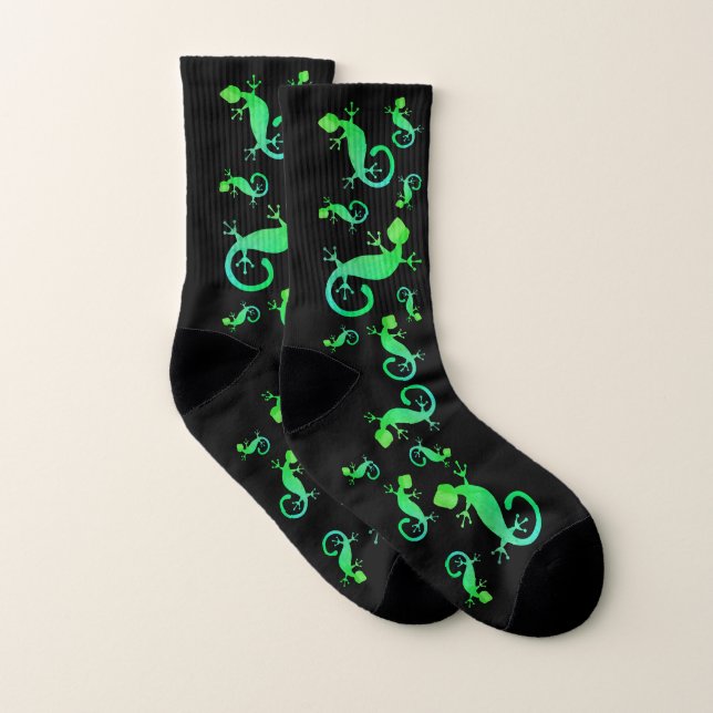 Meias Gecko Lizard Verde a Preto (Par)