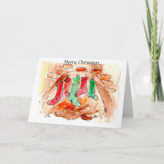 Meias Lareiras Cartões de Arte de Natal Feliz