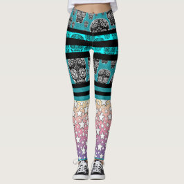 Meias Leggings Crânio Louco E Estrela
