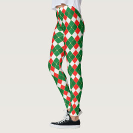 Meias Leggings Xadrez Vermelhas E Verdes