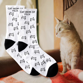 Meias Mãe de Cat Personalizada com o Nome do Gato Gato d