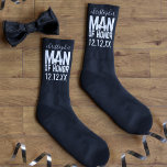 Meias Man of Honor Gift Bridal Party Black Wedding Socks<br><div class="desc">Which Man of Honor would not love a pair of special black socks as thank you gift? I don't know anyone that wouldn't. Add his name and your wedding date and get ready for the look of joy on his face.</div>