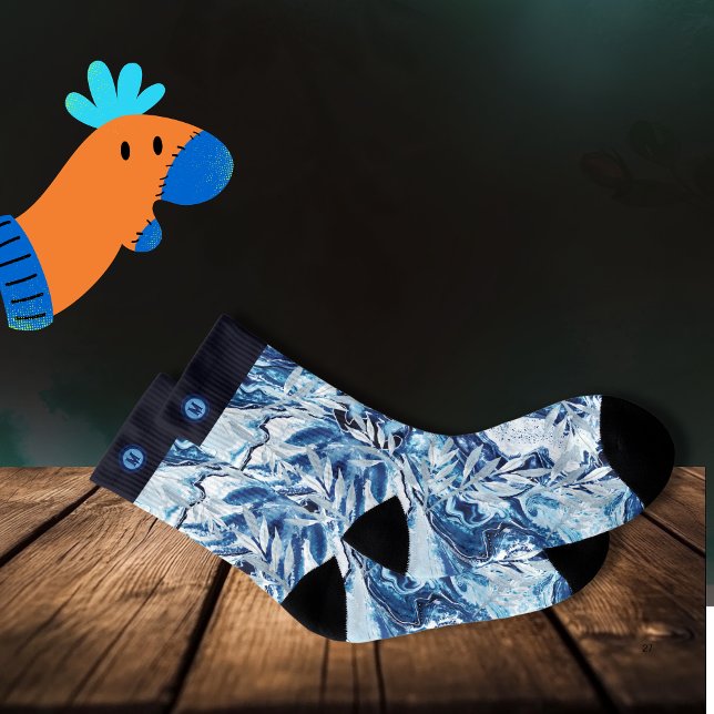 Meias Monograma de Fluxo Azul Elegante ( Elegant Blue Stream Monogram Socks )