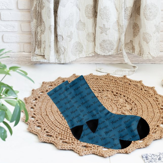 Meias Nome personalizado Ocean Blue (Socks with Your Name On Them)