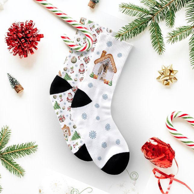 Meias Padrão de Fotografia do Cozy Christmas Gingergenet (Cozy Christmas Gingerbred Photo Photo Pattern Socks)