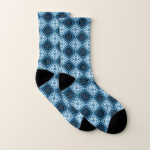 Padrão estoniano azul preto e branco Mitten