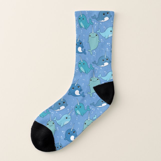 Meias Padrão Narwhal Cute (Direita - Interior)