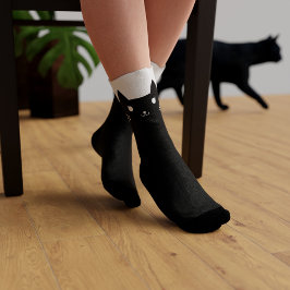 Meias Personalizadas de Gato Preto e Branco