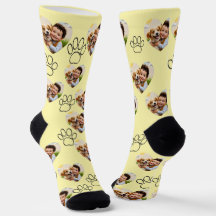 Meias Pretas com Foto & Marcas de Pata de Pet Pers
