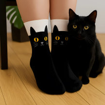 Meias Preto Gato Presente para Amantes de Gatos