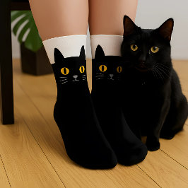 Meias Preto Gato Presente para Amantes de Gatos