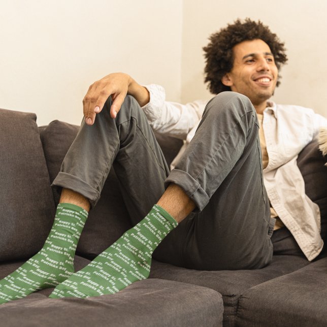 Meias Ruas Felizes Personalizadas. Nome Verde do Dia dos (Criador carregado)