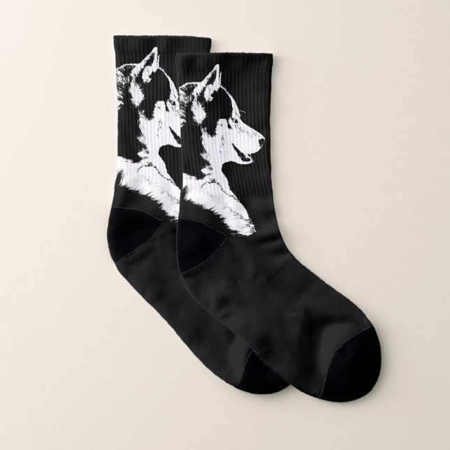 Meias Siberian Husky Socks Husky Pup  Socks Customize (Par)