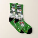 Meias Snowman Christmas<br><div class="desc">Boias de Natal bonitas com ilustrações de boneco de neve e decorações de Natal</div>
