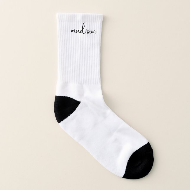 Meias Socks Personalizados de Script Branco (Direita - exterior)