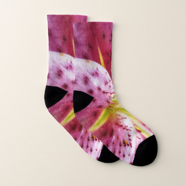 Meias Stargazer Lily Bright Magenta Floral (Par)