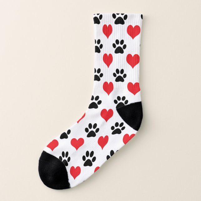 Meias Teste padrão dos corações e das patas (Direita - Interior)