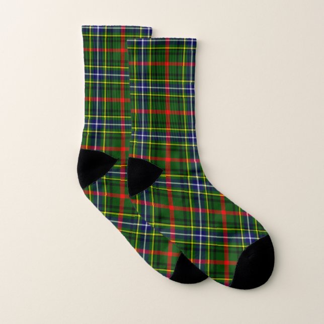 Meias Xadrez do Scottish Clan Bisset Tartan (Par)