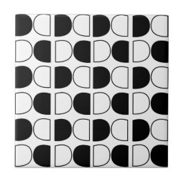 Meio Círculo Geométrico Preto e Branco