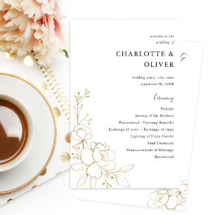 MEIO DO Programa de Casamento Floral Dourado do Or