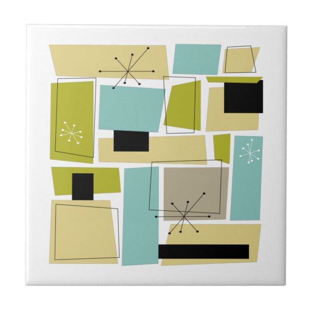 Meio século abstrato Azul Amarelo Quadrado (Frente)