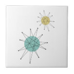 Meio século Azul Aqua Amarelo Franciscan Starburst<br><div class="desc">Este fabuloso meio século de azulejo cerâmico moderno Franciscan Starbursts nas cores do azul-aqua,  amarelo e preto,  o que vai adicionar um toque divertido ao seu projeto de tiling!</div>