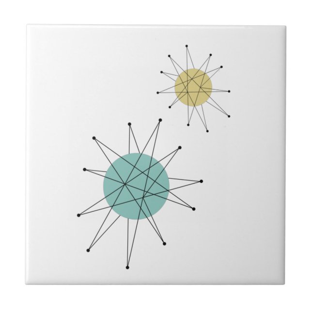 Meio século Azul Aqua Amarelo Franciscan Starburst (Frente)