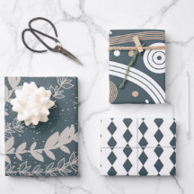 Meio século Azul Geométrico Botânico