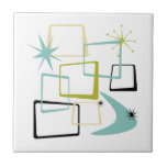 Meio século de Boomerang de Estrelas da Era Atômic<br><div class="desc">Adicione essa mistura de diversão e cor à sua cozinha ou banheiro com este fabuloso azulejo de cerâmica meio século atômico. Este design apresenta quadrados abstrato,  estereótipos e um bumerangue nas cores do verde abacate,  azul-aqua,  amarelo e preto...  tão engraçado!</div>