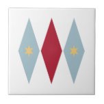 Meio século de Estrelas Amarelas de Azul Vermelho<br><div class="desc">Este meio século colorido,  azulejo cerâmico moderno,  apresenta diamantes azuis-claros e vermelhos com estrelas amarelas. Tão divertido de adicionar ao seu projeto de tiling!</div>